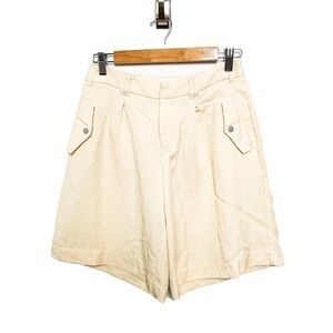 By Anthropologie beige yellow mid rise bermuda shorts size 0
